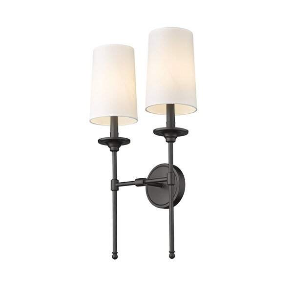 Z-Lite Emily 2 Light Wall Sconce, Matte Black & Off White 3033-2S-MB - main